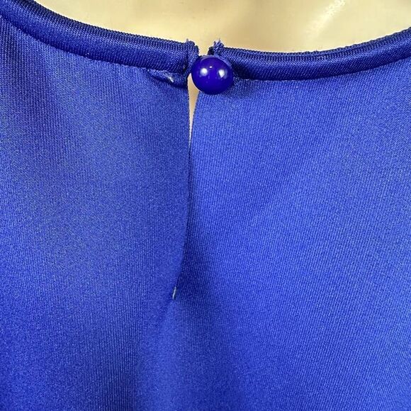 Hudson Gray Scalloped-Edge Navy Halter Tank Top Stretch Round Neckline S NWT - Picture 5 of 7